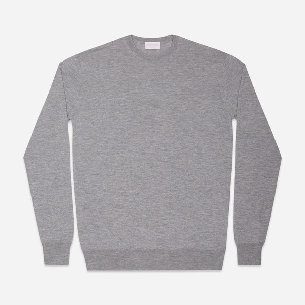 Extra Fine Merino Crewneck in Light Grey - Made in Italy | Filofino