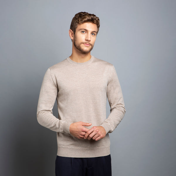 Fine-Gauge Crewneck Sweater Coal Escorial Wool