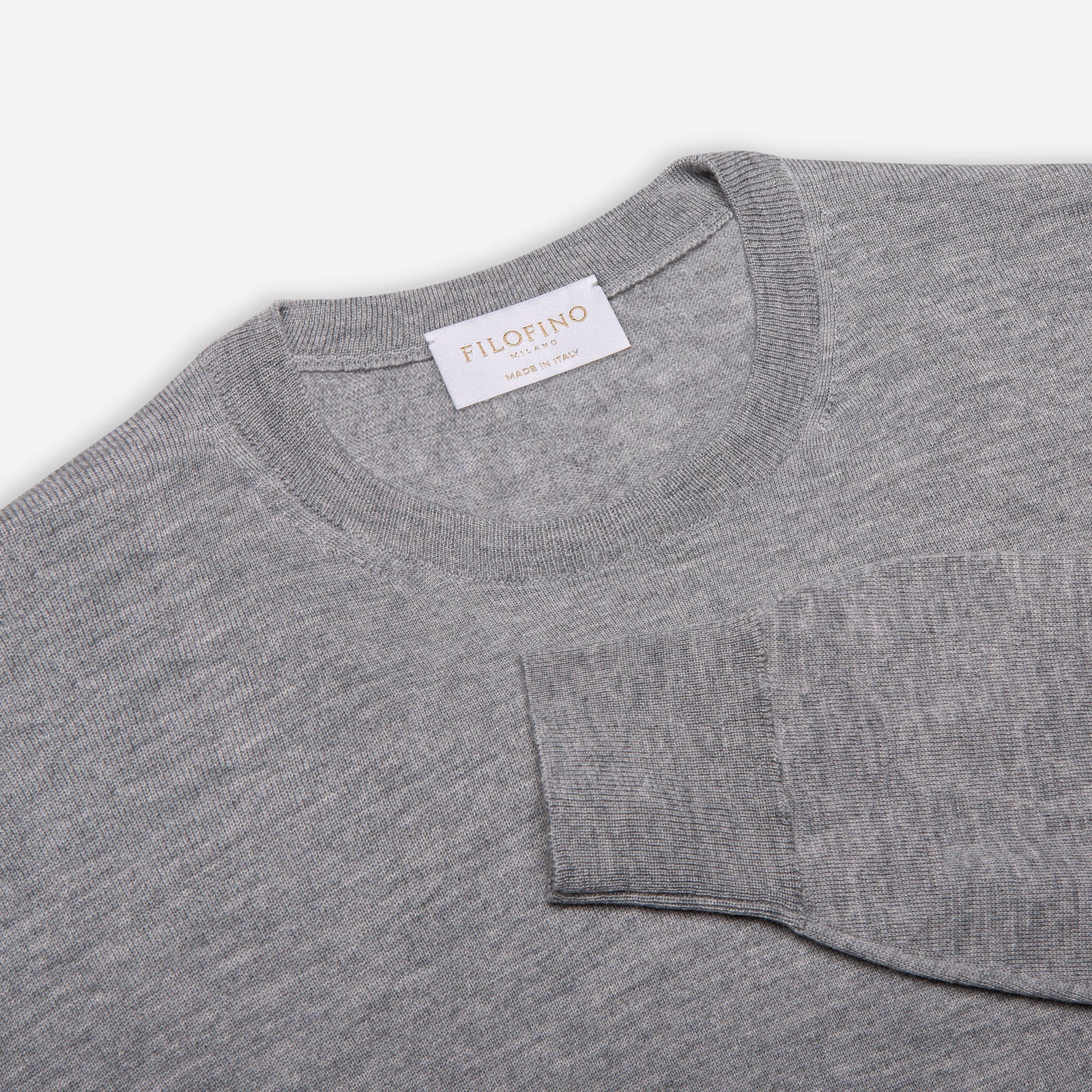 Extra Fine Merino Crewneck in Light Grey - Made in Italy Extra Fine Merino Crewneck in Light Grey - Made in Italy