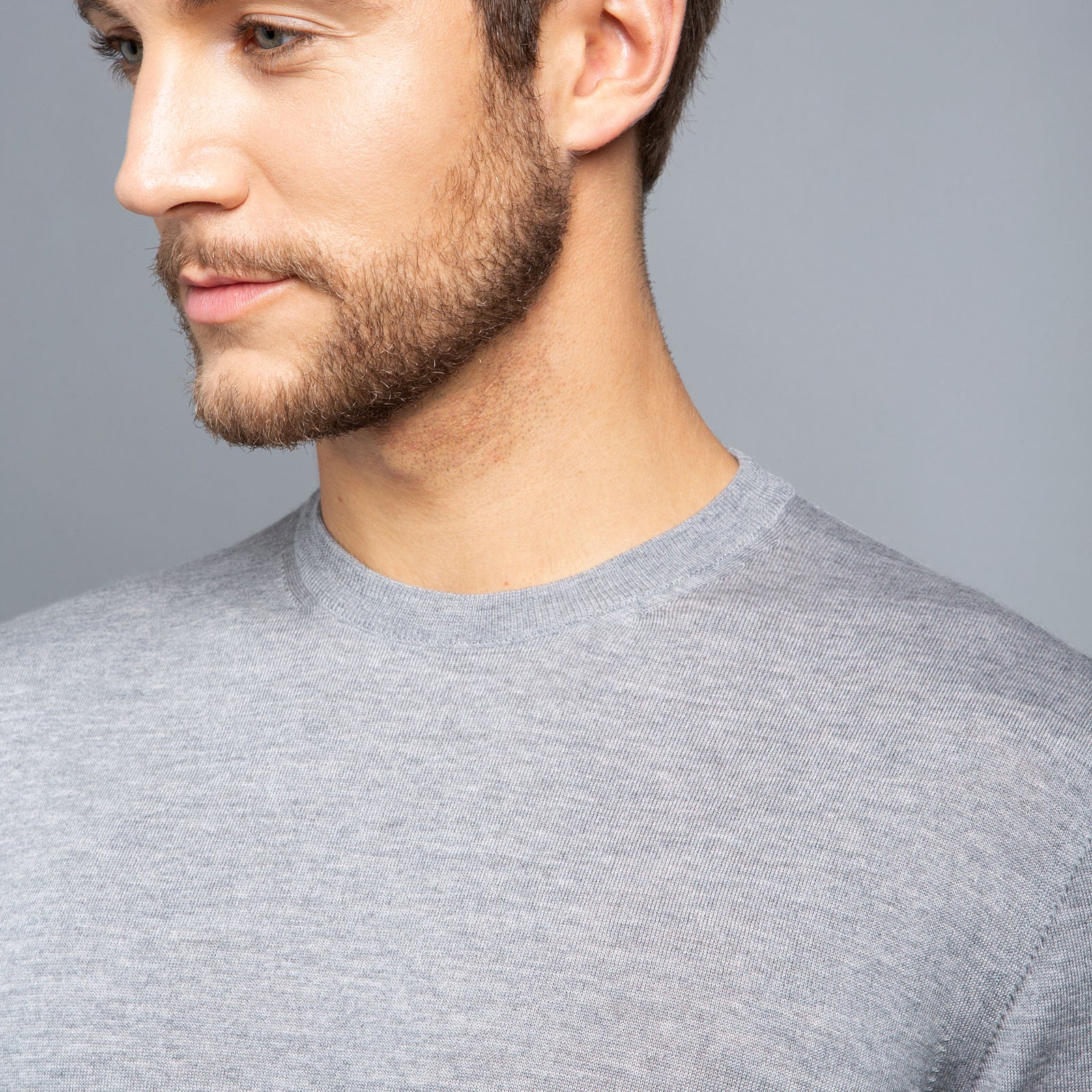 ENNOY エンノイ グレー MERINO WOOL SWEATER Lサイズ Extra Fine Merino V-Neck in Light Grey - Made in Italy