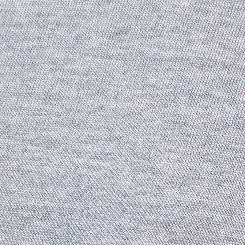 Extra Fine Merino Wool Crewneck in Light Grey, detail of yarn and knit stitch – FILOFINO Luxury Italian Knitwear