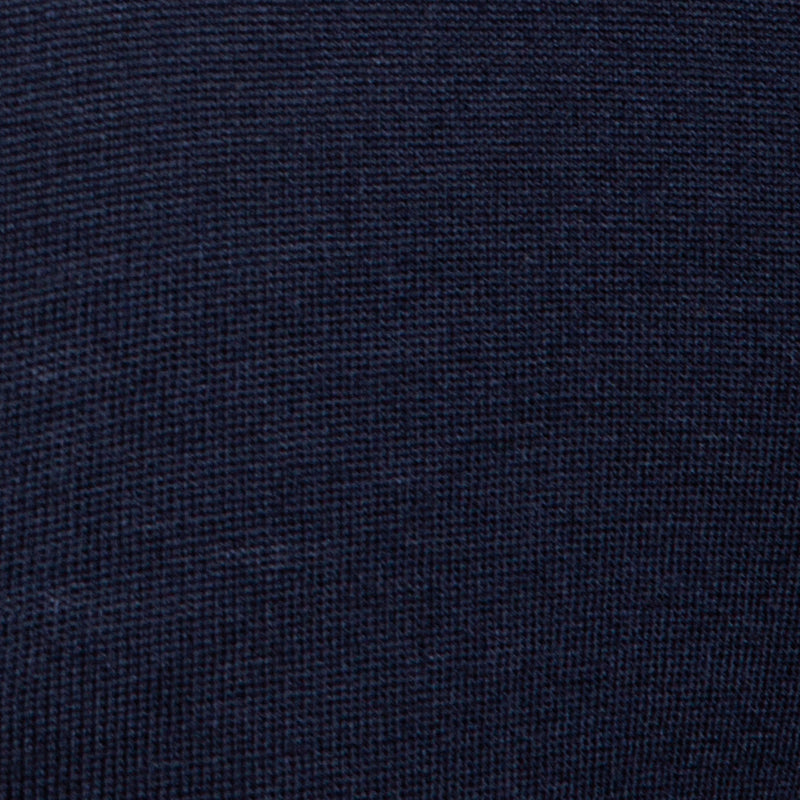 Extra Fine Merino Wool Crewneck in Navy, detail of yarn and knit stitch – FILOFINO Luxury Italian Knitwear